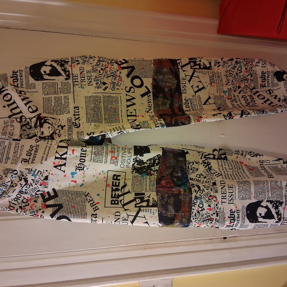 Newspaper Print Pants